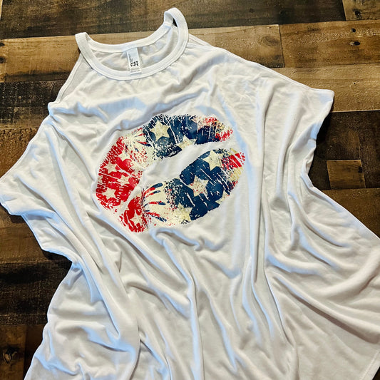 Patriotic Lips Rocker Tank